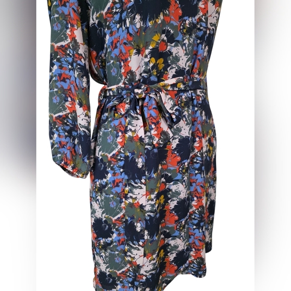 Eclair Lined Floral Splat Dress With Tie Belt Size Small - Picture 5 of 9